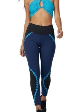 Urban Savage S blue/black scalloped leggings